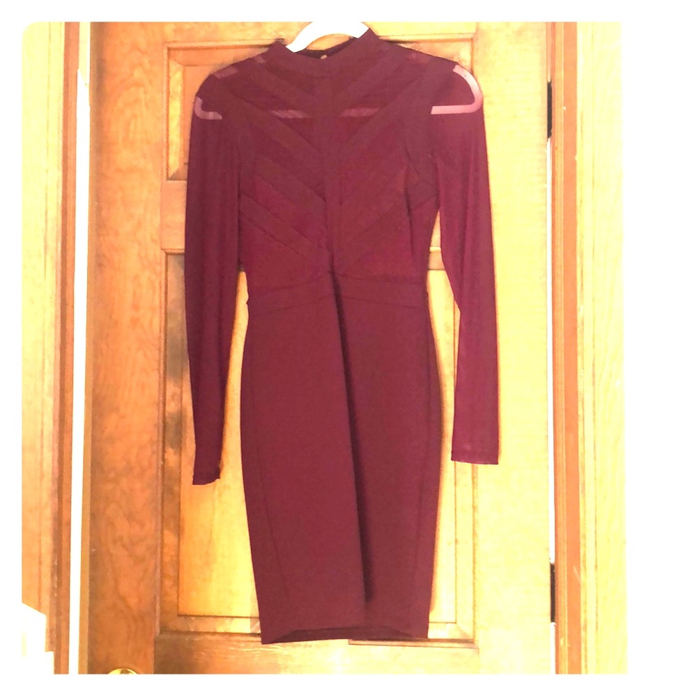 Burgundy see through dress